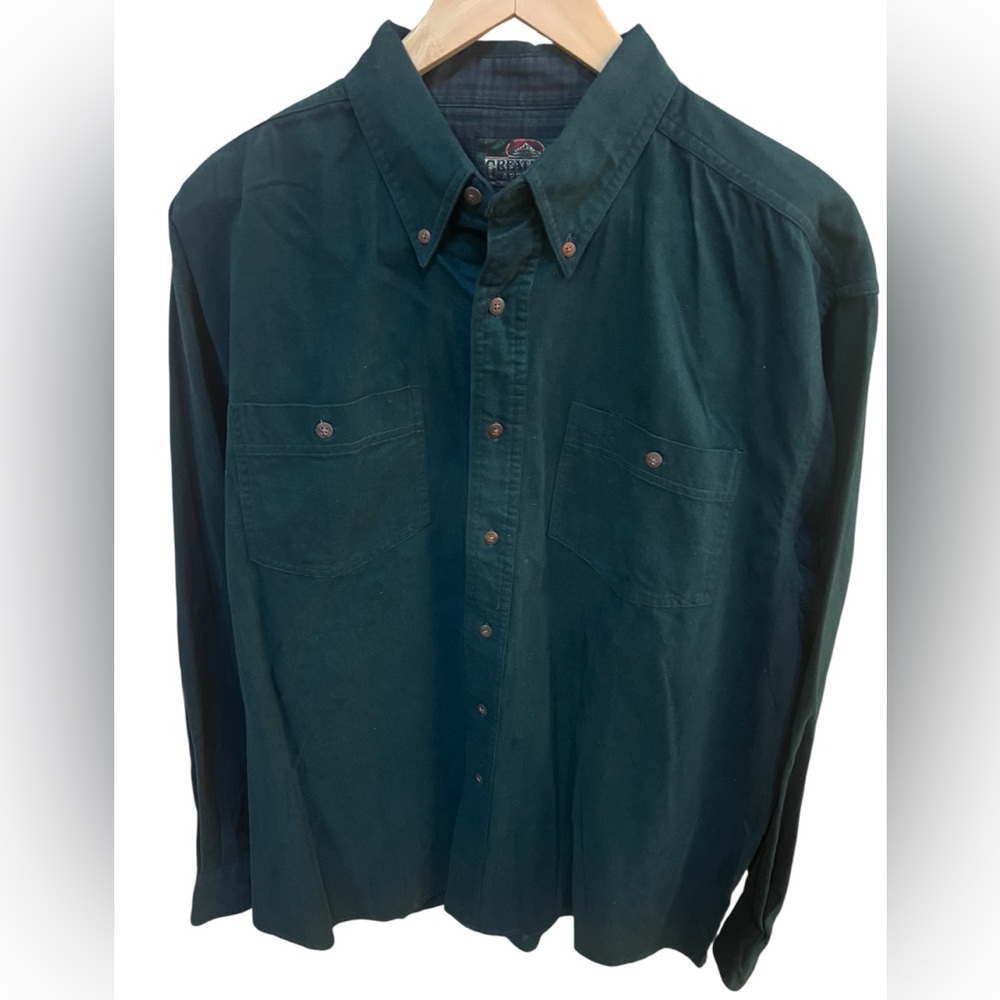 Rich Forest Green Soft Cotton Button-Up Shirt by Greatland Apparel. Size = L NWT